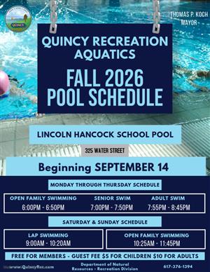 Fall 2026 Pool Schedule